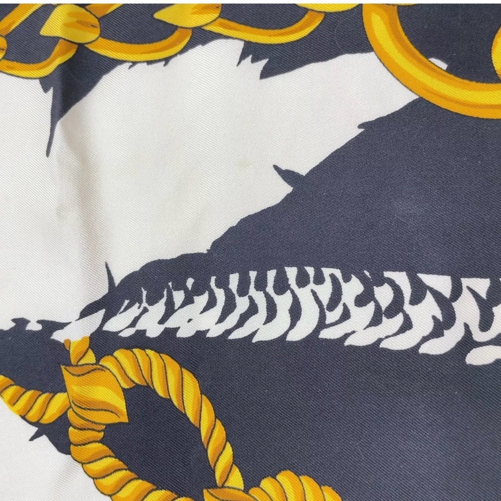 Authentic Celine Black and White Belt Pattern Silk Scarf - Picture 5 of 16